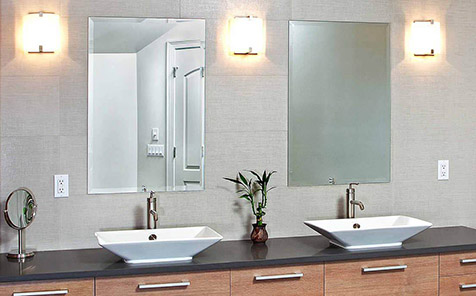 Frameless rectangle polished flat edge mirror