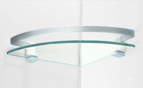 Fan-shaped 5mm clear tempered glass for bathroom corner rack