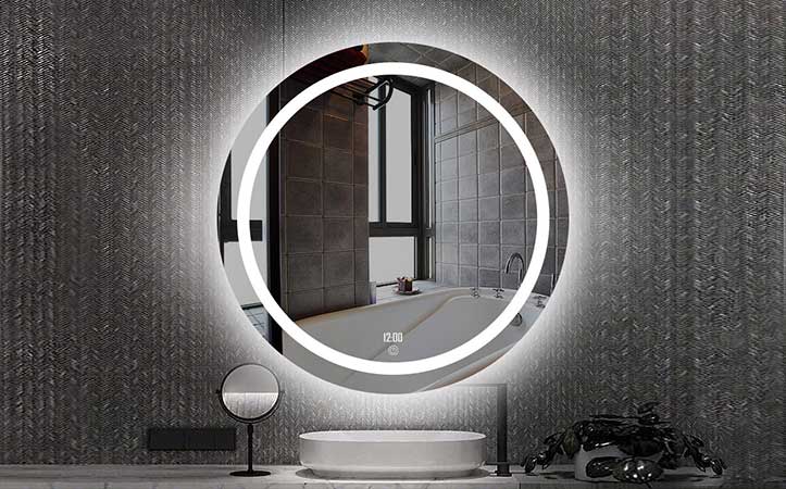 4mm 5mm led anti-fog vanity round shaped  bathroom mirror