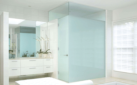 Privacy protection frameless tempered frosted glass for bathroom door