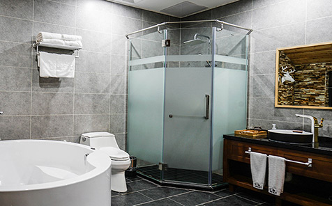 Privacy protection frameless tempered frosted glass for bathroom door