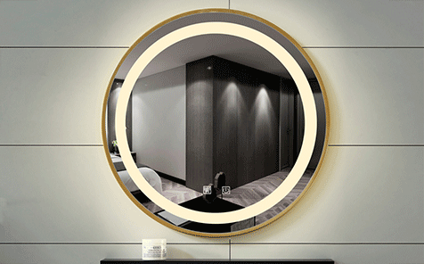 Led anti-fog round shaped mirror for bathroom