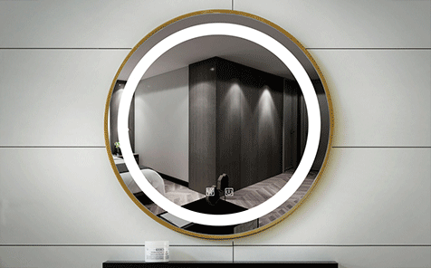 Led anti-fog round shaped mirror for bathroom