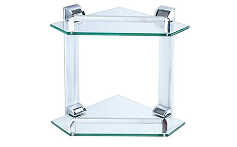 Triangle Polished edge tempered glass bathroom shelf