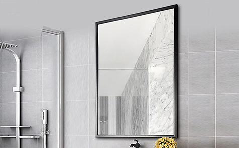 Decorative aluminum rectangle black frame silver mirror for bathroom