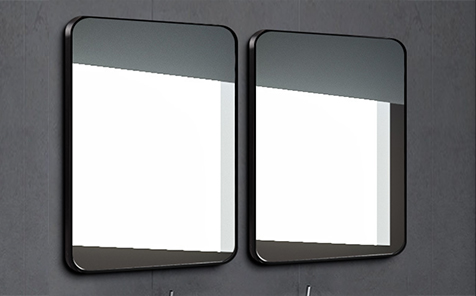 Decorative aluminum rectangle black frame silver mirror for bathroom