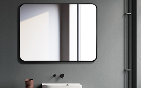 Decorative aluminum rectangle black frame silver mirror for bathroom