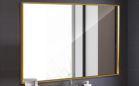 Decorative golden rectangle aluminum frame silver mirror for bathroom