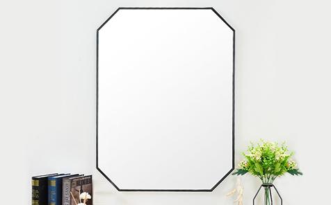 Decorative black octagon aluminum frame silver mirror for bathroom