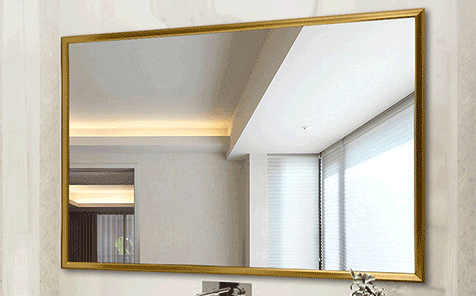 Decorative golden rectangle aluminum frame silver mirror for bathroom