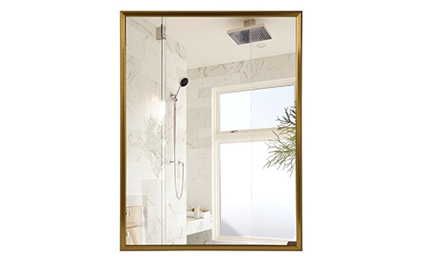 Decorative golden rectangle aluminum frame silver mirror for bathroom