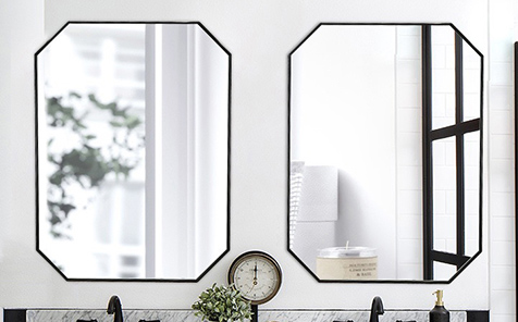 Decorative black octagon aluminum frame silver mirror for bathroom
