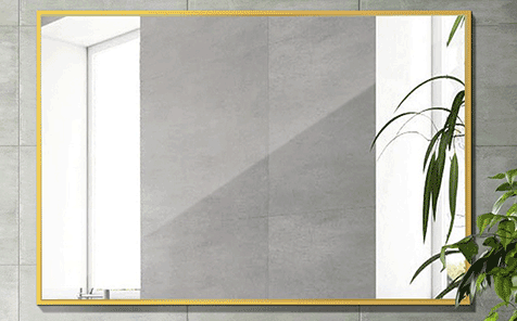 Decorative golden rectangle aluminum frame silver mirror for bathroom