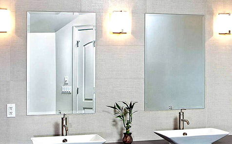 Frameless rectangle aluminum mirror for bathroom