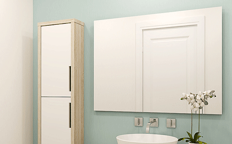 Frameless rectangle aluminum mirror for bathroom