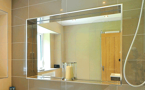 Frameless rectangle aluminum mirror for bathroom