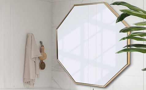 Decorative gold octagon aluminum frame mirror for living room