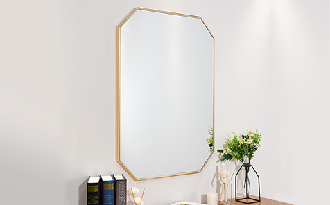 Decorative gold octagon aluminum frame mirror for living room