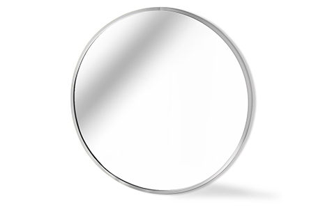 Decorative silver-colored round aluminum frame mirror for bathroom
