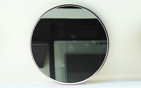Decorative silver-colored round aluminum frame mirror for bathroom