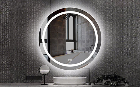 Led anti-fog touch switch round shaped  bathroom mirror