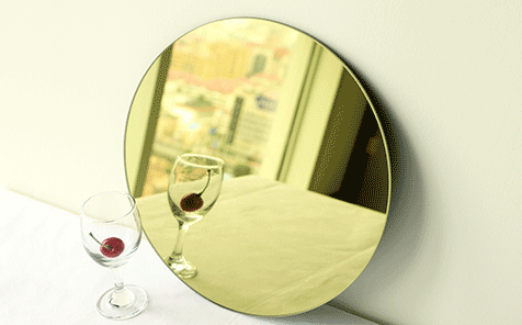 Customized size round yellow mirror for living room decorate