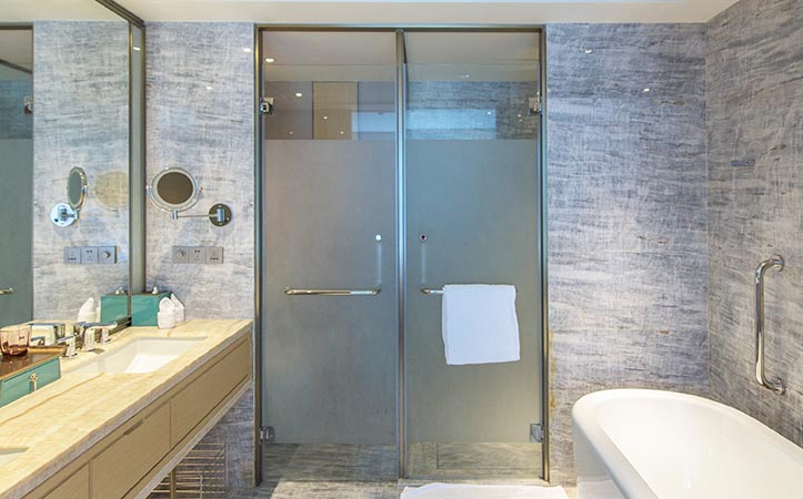 Custom size tempered frosted glass bathroom door