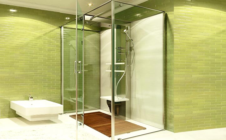 Transparent band frame toughened glass door for bathroom