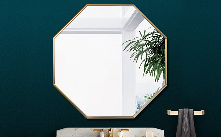 Decorative gold octagon aluminum frame mirror for living room