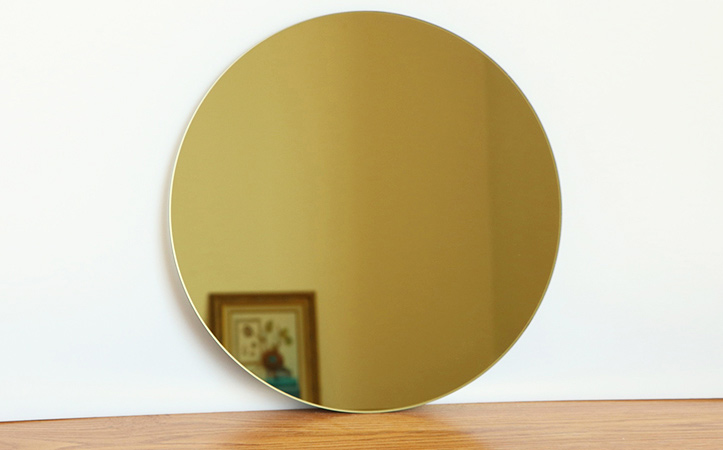Customized size round yellow mirror for living room decorate