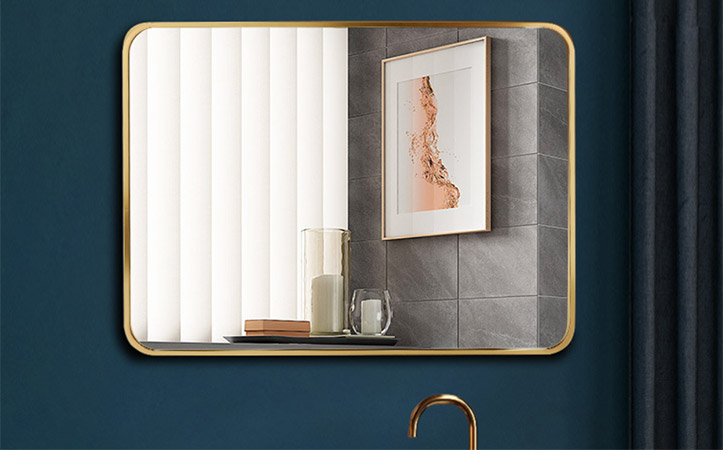 Decorative golden rectangle aluminum frame silver mirror for bathroom