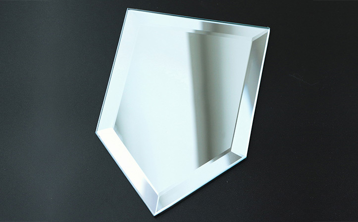 Frameless pentagon bevel edge silver mirror for living room