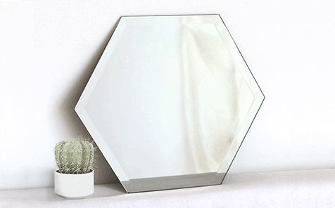 Frameless sexangle bevel edge silver mirror for bathroom