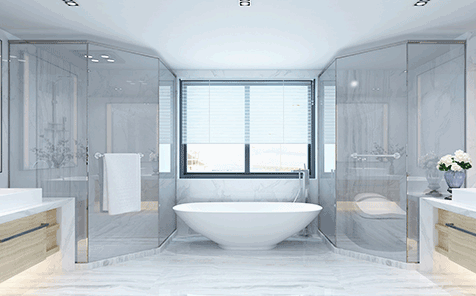 Transparent frameless edge grinding tempered glass door for bathroom