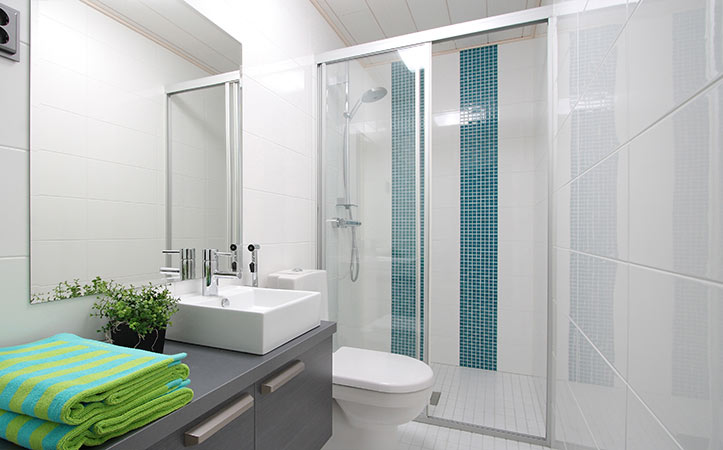 Transparent band frame toughened glass door for bathroom