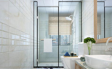 Transparent band frame toughened glass door for bathroom