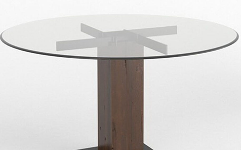 Round bevelled tempered glass table top
