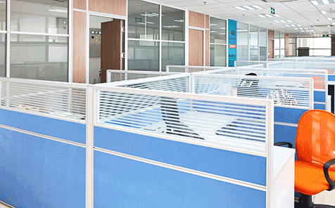 Custom size stripe tempered frosted glass for desk partition