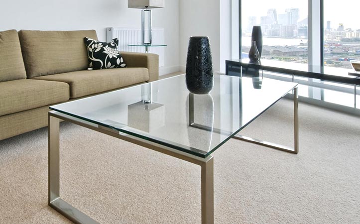 Rectangular polished edge tempered table top