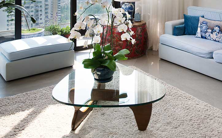 Irregularly shaped tempered glass table top