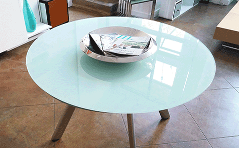 Round tempered frosted silk screen printing glass for table top