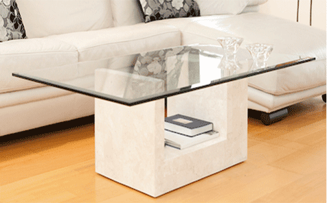 Rectangular bevel edge clear tempered tabletop glass