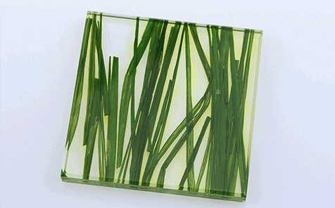 Custom size green grass decorative art laminated glass