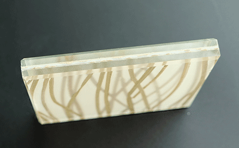 Custom size yellow grass decorative art laminated glass