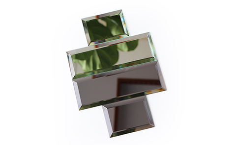 Beveled mirror collage wall for livingroom